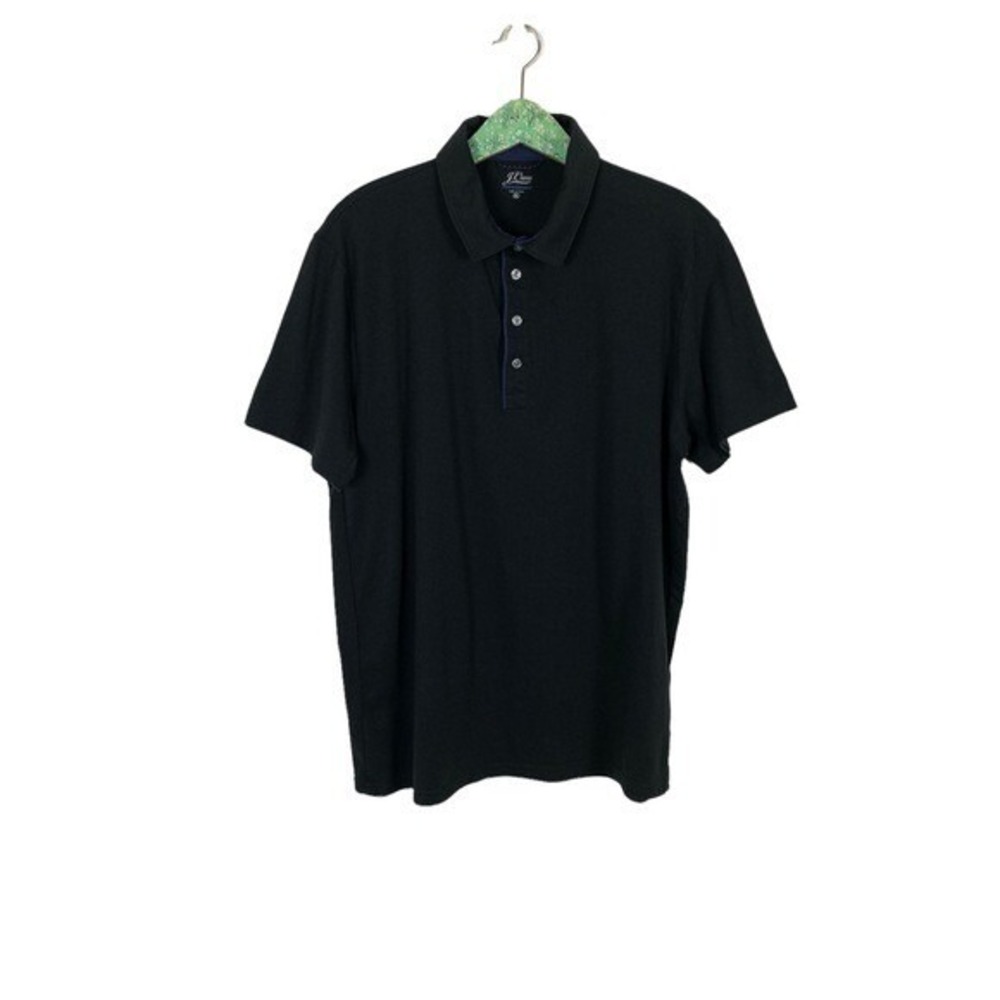 J Crew Mens Polo Shirt XL Black Short Sleeve Classic Preppy Casual
